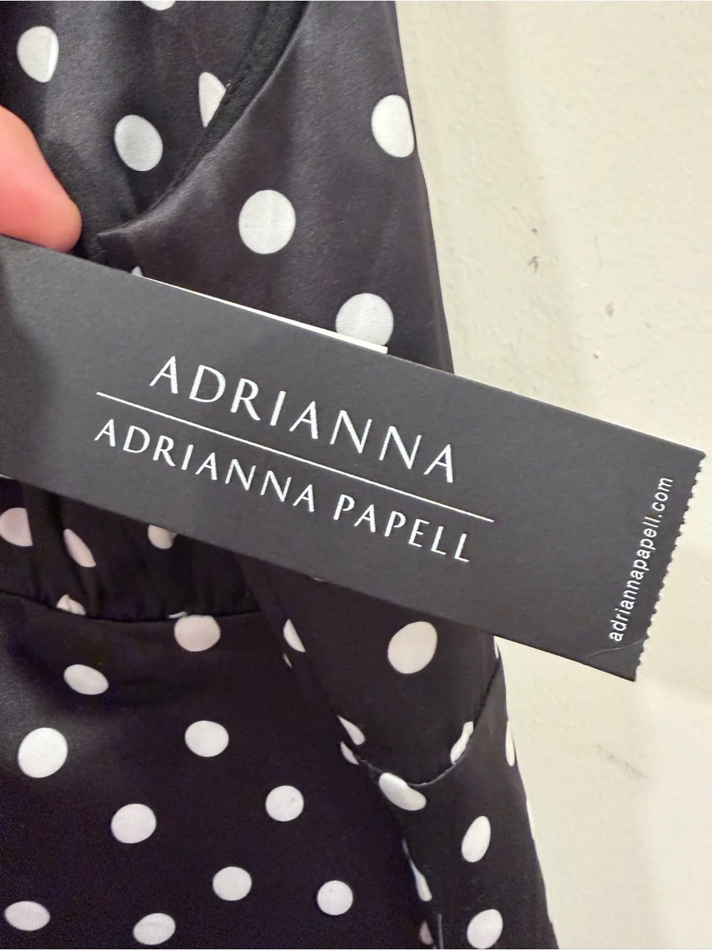 Adrianna Papell Black White Satin Polka Dot Midi Dress size 12 NWT - Picture 4 of 9